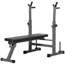 Adjustable Weight Bench with Barbell Rack and Dip Station - Black