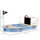 Blue Pirate Ship Wooden Sandbox for Kids