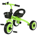 Green Kids Trike with Adjustable Seat, Basket & Bell - Ages 2-5