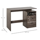 Grey Writing Desk with Drawers and Storage Shelf, 107 x 48cm - Home Office Study Workstation