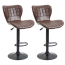 Brown Swivel Bar Stools Set of 2 - Adjustable Height, PU Leather, Backrest & Footrest