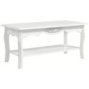 White Wood Coffee Table with Storage Shelf, 94L x 44W x 42H cm