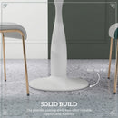 Compact Round Dining Table with Steel Base, Non-slip Foot Pad - White/Grey