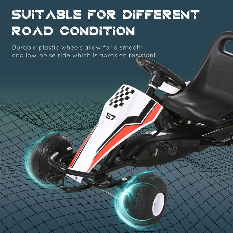 Kids Adjustable Pedal Go-Kart - White/Red