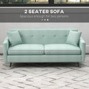 Blue Fabric 2 Seater Sofa with Storage Pockets