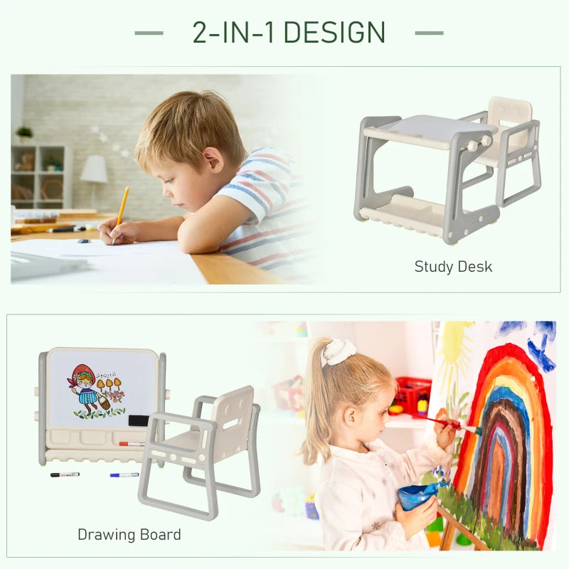 Blue Kids 2-in-1 Whiteboard Table & Chair Set