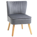 Grey Fabric Accent Chair with Rubber Wood Legs and Thick Padding