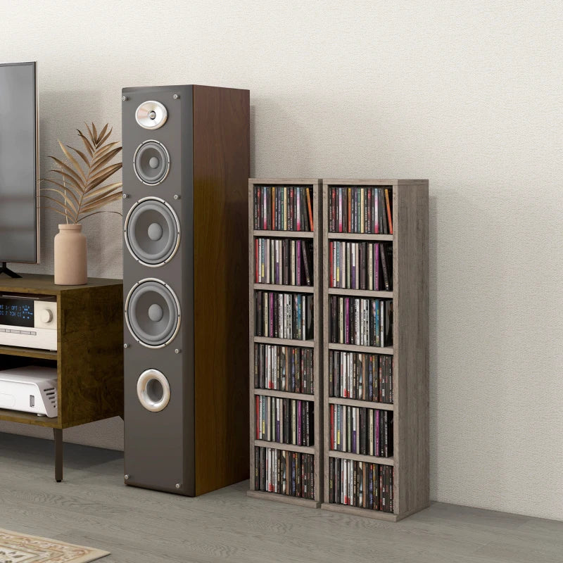 Set of Two Dark Wood-Effect CD Storage Units