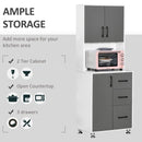 Grey Kitchen Storage Cabinet with Drawers and Countertop
