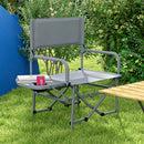Grey Folding Camping Chair with Side Table