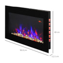 Black LED Electric Fireplace with Remote Control and Timer