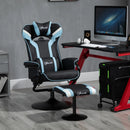 Blue Gaming Chair Set with Footrest - Recliner with Headrest and Lumbar Support