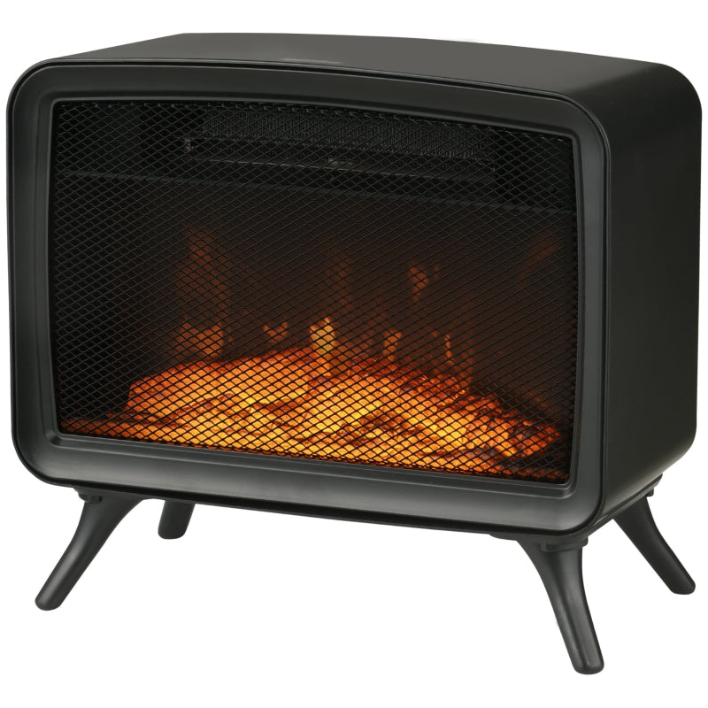 Electric Fireplace Stove, White, LED Flame Effect, 800W/1600W