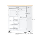 White Kitchen Trolley with Wine Rack and Storage