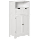 White Bathroom Storage Cabinet with Drawers & Shelf