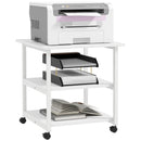White 3-Tier Steel Printer Stand with Wheels