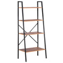 4-Tier Vintage Ladder Shelf Bookcase - Black/Brown Wood Storage Rack