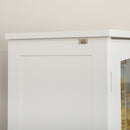 White Kitchen Storage Cabinet with Glass Door and Drawer