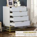 5-Drawer Modern White Chest of Drawers with Golden Steel Base