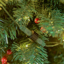 7FT Pre-lit Green Pencil Christmas Tree with Warm White LED Lights and Red Berries