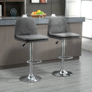Grey Swivel Fabric Bar Stools Set of 2 - Adjustable Counter Height Chairs with Backrest and Footrest