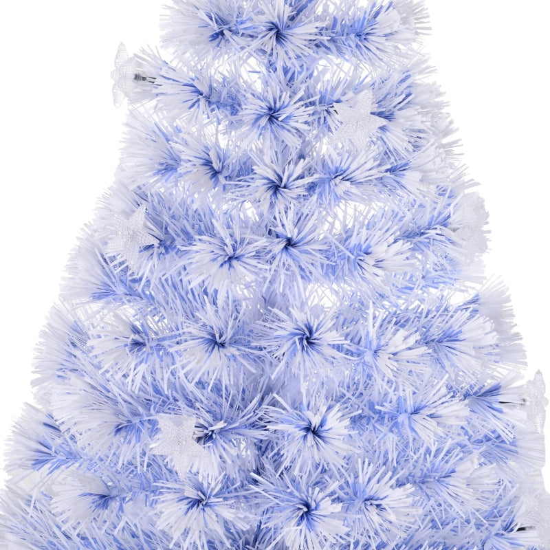 4FT Pre-Lit White Blue Fibre Optic Christmas Tree with LED Lights