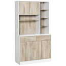 Modern White Kitchen Storage Cabinet with Adjustable Shelves and Drawers