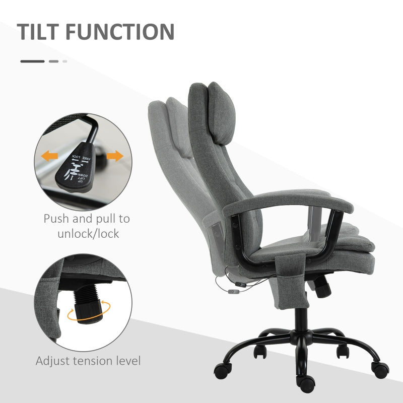 Grey Linen Office Chair with Lumbar Massage & Adjustable Height