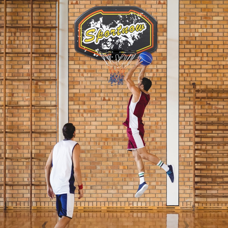 Red & Yellow Wall Mounted Mini Basketball Hoop Set for Teens & Adults