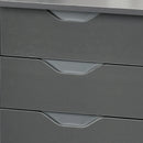 Grey High Gloss Computer Desk with Drawers and Storage Cabinet, 120x60cm