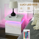 White High Gloss LED Bedside Table with 2 Drawers