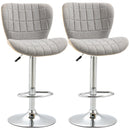 Swivel Adjustable Bar Stools Set of 2, Light Grey, Steel Frame, Kitchen Bar Dining
