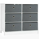 6-Drawer Fabric Storage Cabinet - White/Grey