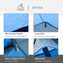 3-Person Blue Tunnel Camping Tent with Vestibule and Rainfly