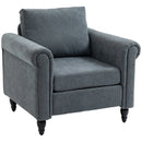 Grey Upholstered Accent Chair with Rolled Arms and Back Pillow