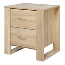 Brown 2-Drawer Nightstand with Elevated Base