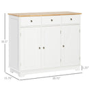 White Modern Sideboard with Storage Cabinets and Drawers