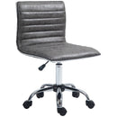 Grey Mid-Back Swivel Office Chair with Armless Design
