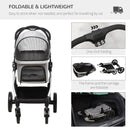 Foldable 3-in-1 Pet Stroller with Car Seat - Grey