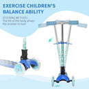 Blue Foldable Kids Scooter with Flashing Wheels