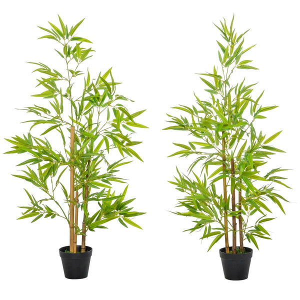 Green Artificial Bamboo Trees Set - Indoor/Outdoor Decor