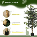 130cm Tall Artificial Ficus Tree in Pot, Lifelike Green Fake Plant for Indoor/Outdoor