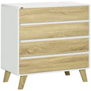 4-Drawer White and Natural Storage Chest, 80x40x79.5cm