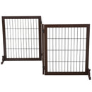 Brown 3-Panel Foldable Pet Gate with Pine Frame