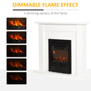 Modern Curved Electric Fireplace with LED Flames & Remote Control - Marble Stone Finish
