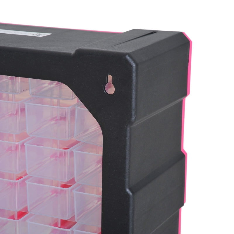 39-Drawer Rose Red Plastic Storage Cabinet, 38x16x47.5 cm