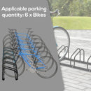 Black Bike Parking Rack for Floor or Wall Mount - 6 Racks, 179L x 33W x 27H