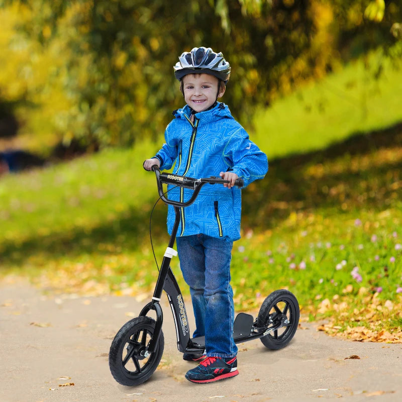Black Teen Stunt Scooter with 12" EVA Tyres for Kids