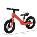 Red 12" Kids Balance Bike, Lightweight No-Pedal Training Bicycle with Adjustable Seat