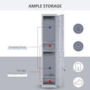 Grey Vertical Locker Cabinet Storage with Shelves - 38 x 46 x 180 cm
